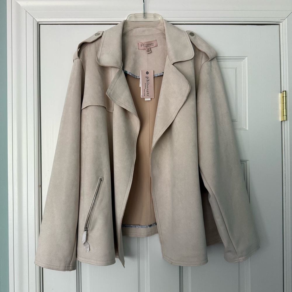 Philosophy Light Beige Faux Suede  Jacket